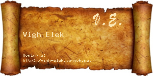Vigh Elek névjegykártya